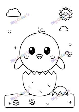 Coloriage Le poussin qui éclot à imprimer
