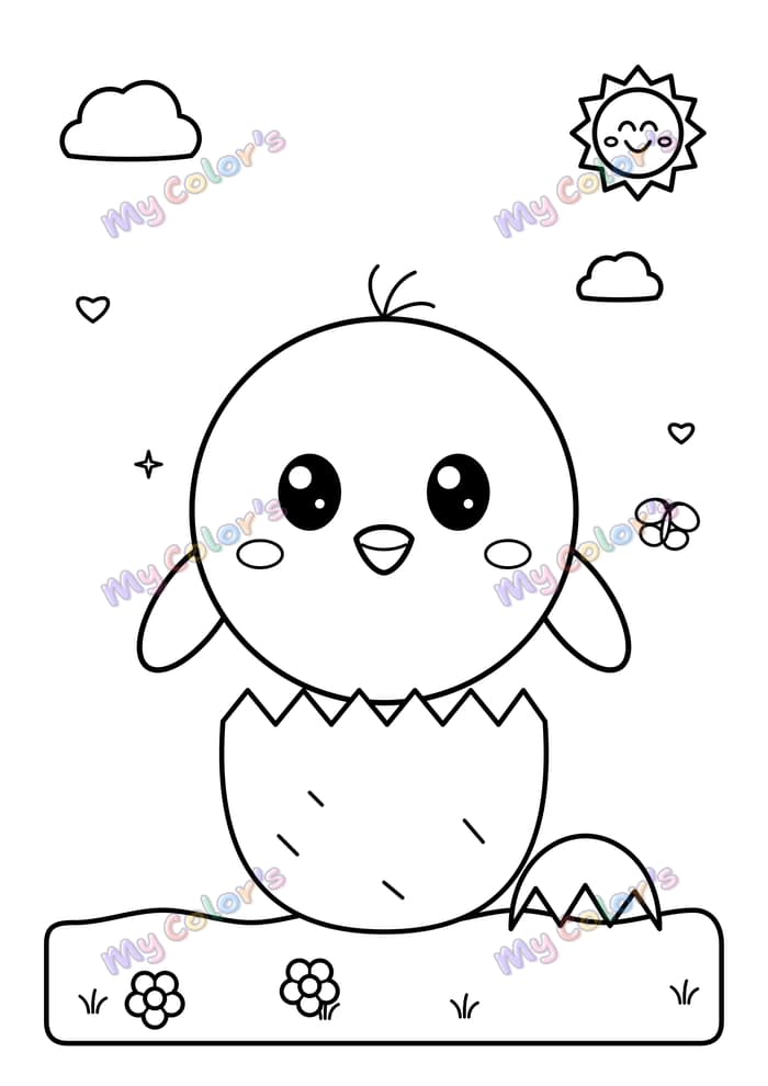 Coloriage Le poussin qui éclot à imprimer