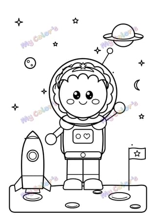 Coloriage La princesse astronaute à imprimer