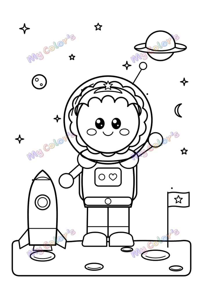 Coloriage La princesse astronaute à imprimer