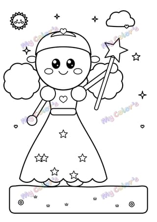 Coloriage La princesse et sa baguette magique à imprimer