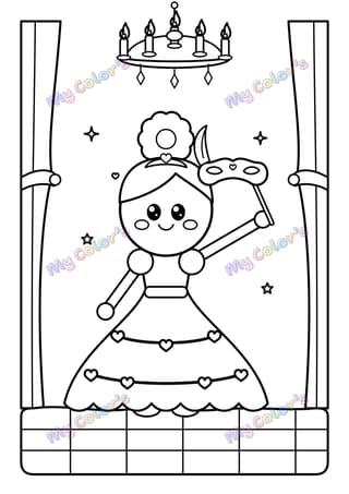 Coloriage La princesse au bal masqué à imprimer