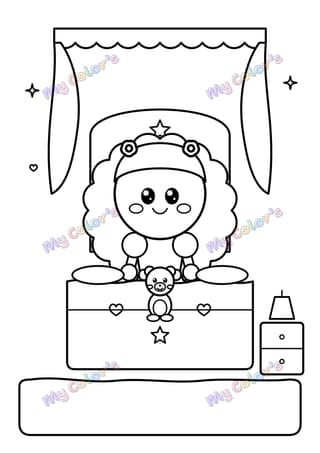 Coloriage La chambre de la princesse à imprimer