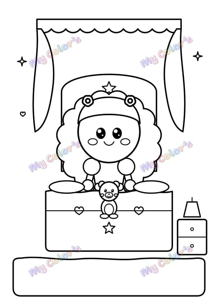 Coloriage La chambre de la princesse à imprimer