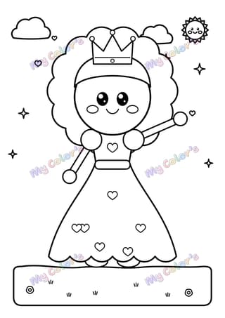 Coloriage La princesse à la couronne à imprimer