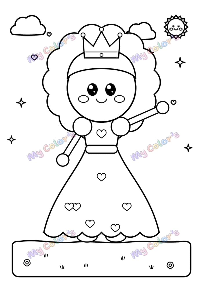 Coloriage La princesse à la couronne à imprimer