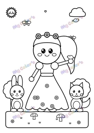Coloriage La princesse de la forêt à imprimer