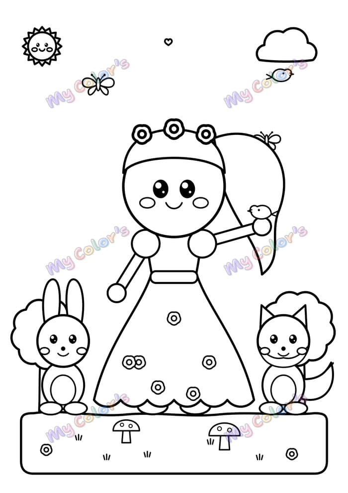 Coloriage La princesse de la forêt à imprimer