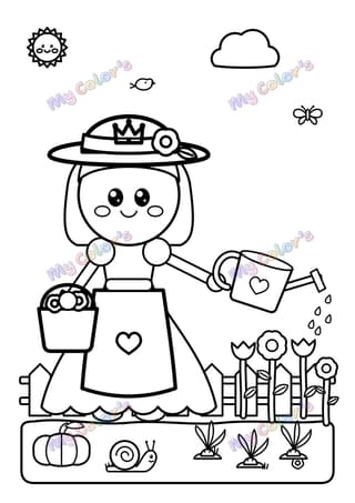 Coloriage La princesse jardinière à imprimer