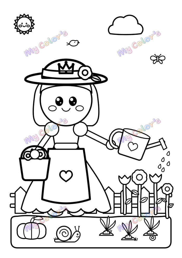 Coloriage La princesse jardinière à imprimer