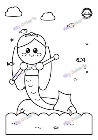 Coloriage La princesse sirène à imprimer