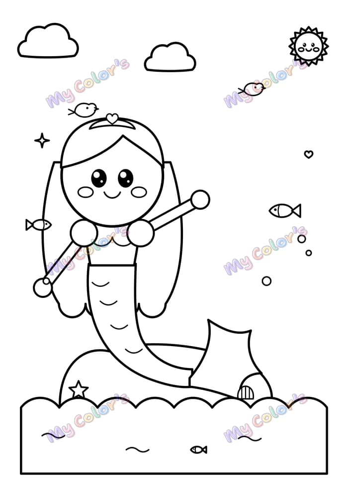 Coloriage La princesse sirène à imprimer