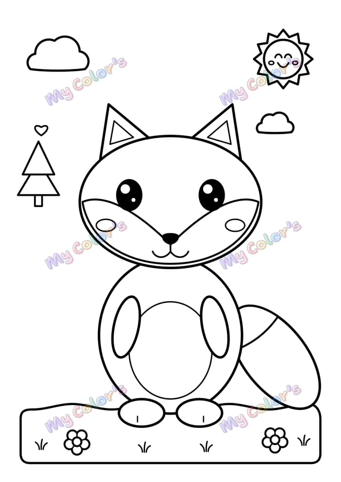 Coloriage Le renard roux à imprimer