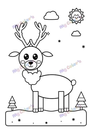 Coloriage Le renne des neiges à imprimer