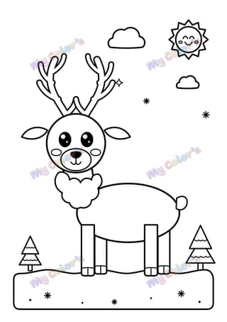 The snowy reindeer printable coloring page