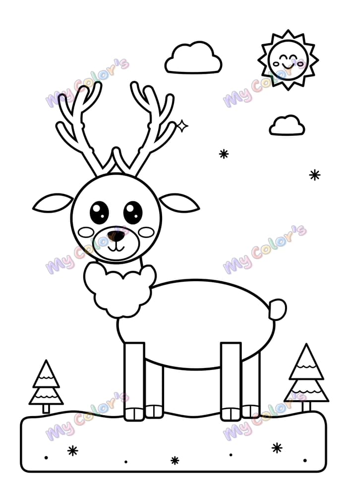 Coloriage Le renne des neiges à imprimer