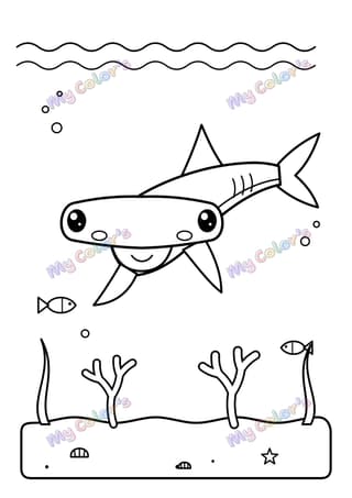 Coloriage Le requin-marteau rigolo à imprimer
