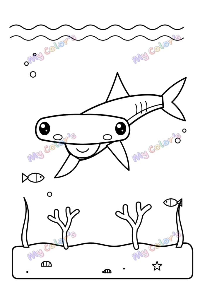 Coloriage Le requin-marteau rigolo à imprimer