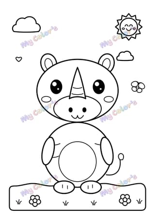 Coloriage Le rhinocéros gentil à imprimer