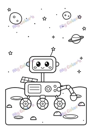 Coloriage Le robot explorateur sur Mars à imprimer