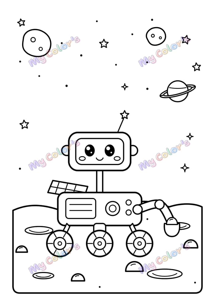 Coloriage Le robot explorateur sur Mars à imprimer
