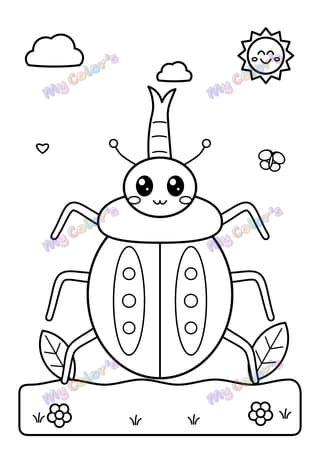 Coloriage Le scarabée rhinocéros à imprimer