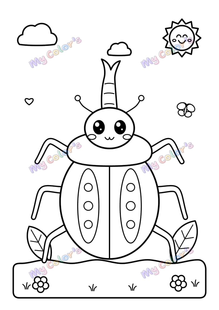 Coloriage Le scarabée rhinocéros à imprimer