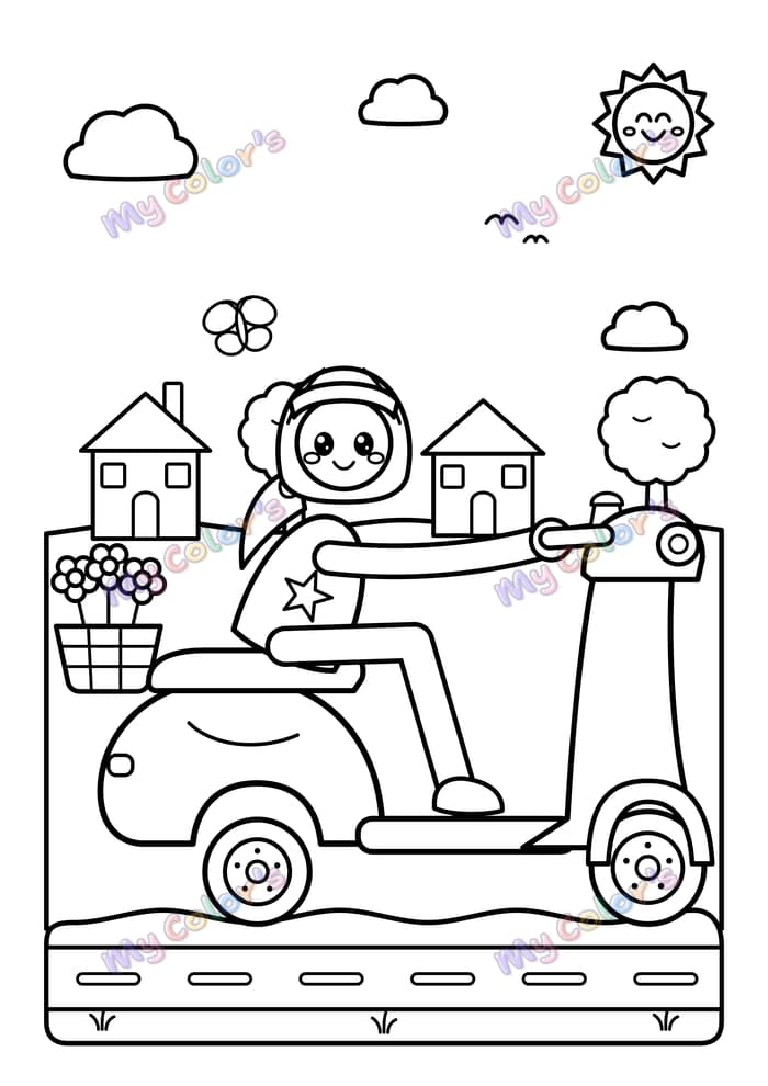 Coloriage Le scooter à imprimer