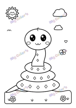 Coloriage Le serpent enroulé à imprimer