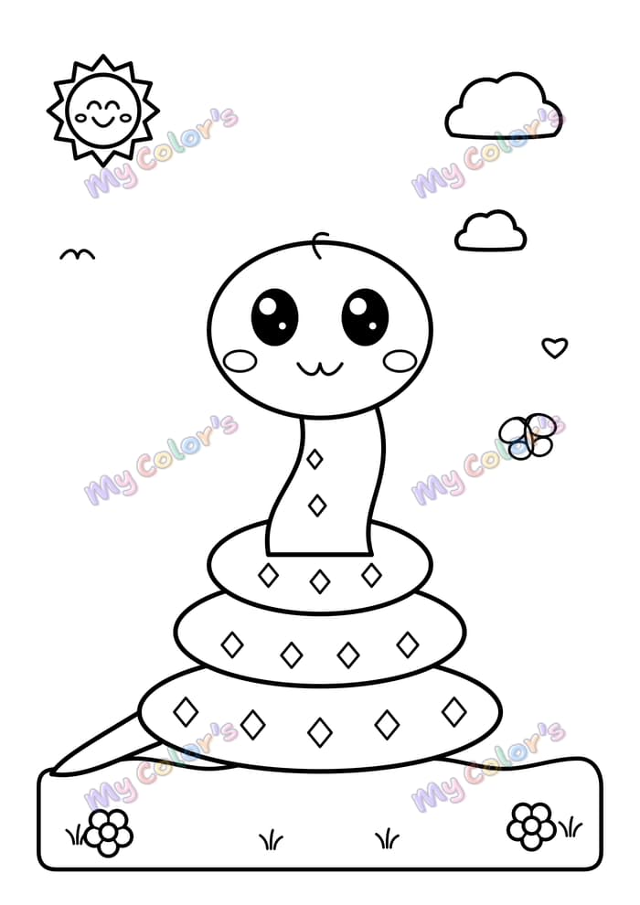 Coloriage Le serpent enroulé à imprimer