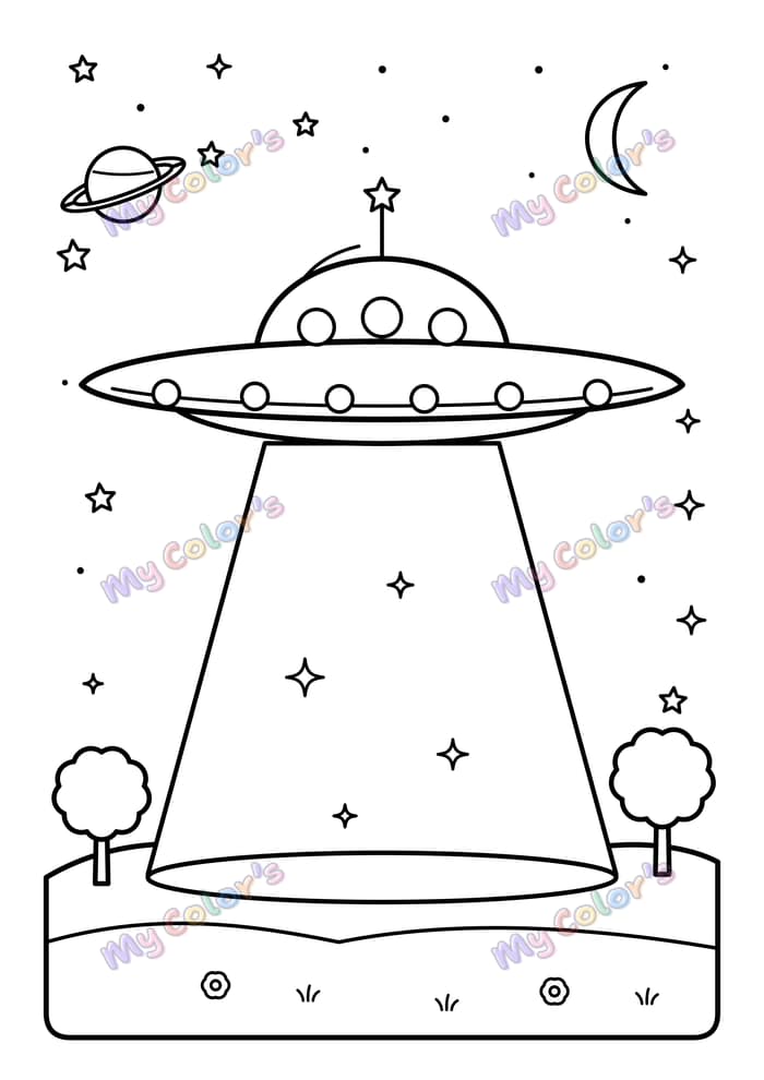 Coloriage La soucoupe volante à imprimer