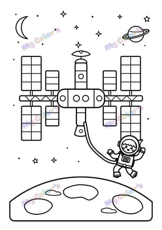 Coloriage La station spatiale à imprimer