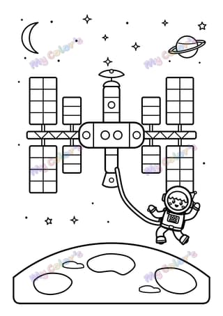 Coloriage La station spatiale à imprimer
