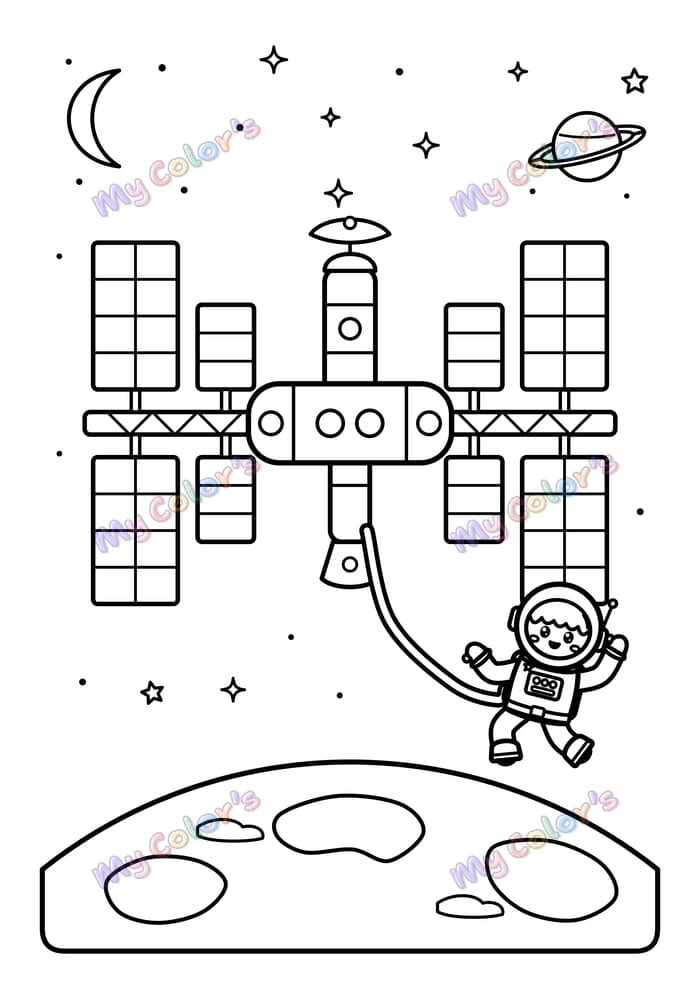 Coloriage La station spatiale à imprimer