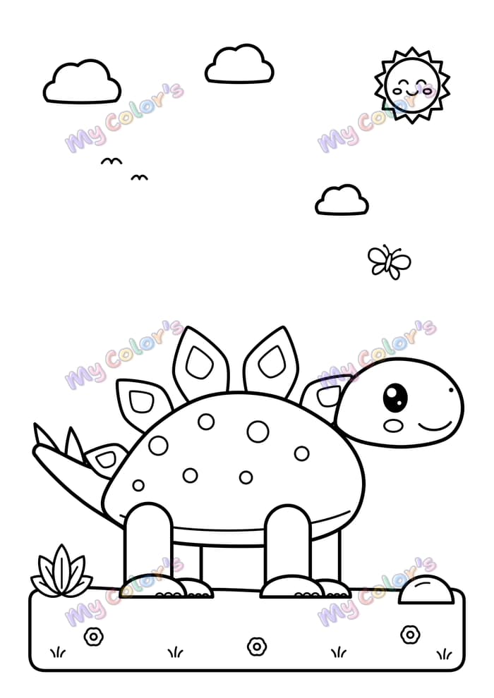 Coloriage Le stégosaure et ses plaques à imprimer