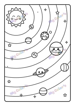 Coloriage Le système solaire à imprimer