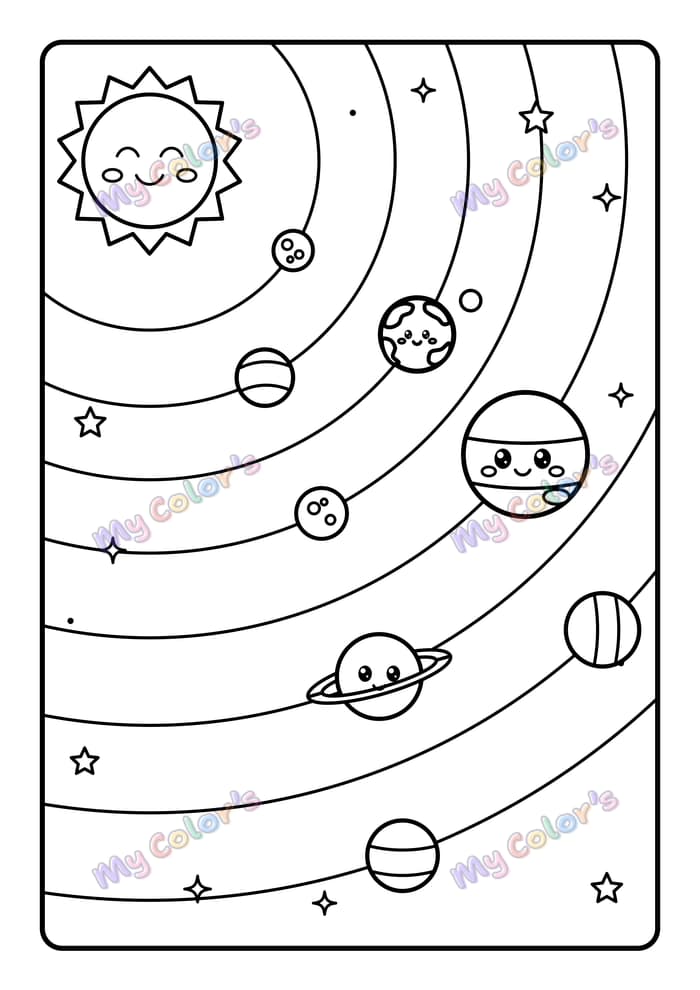 Coloriage Le système solaire à imprimer