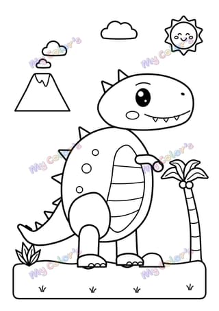 Coloriage Le T-rex rigolo à imprimer