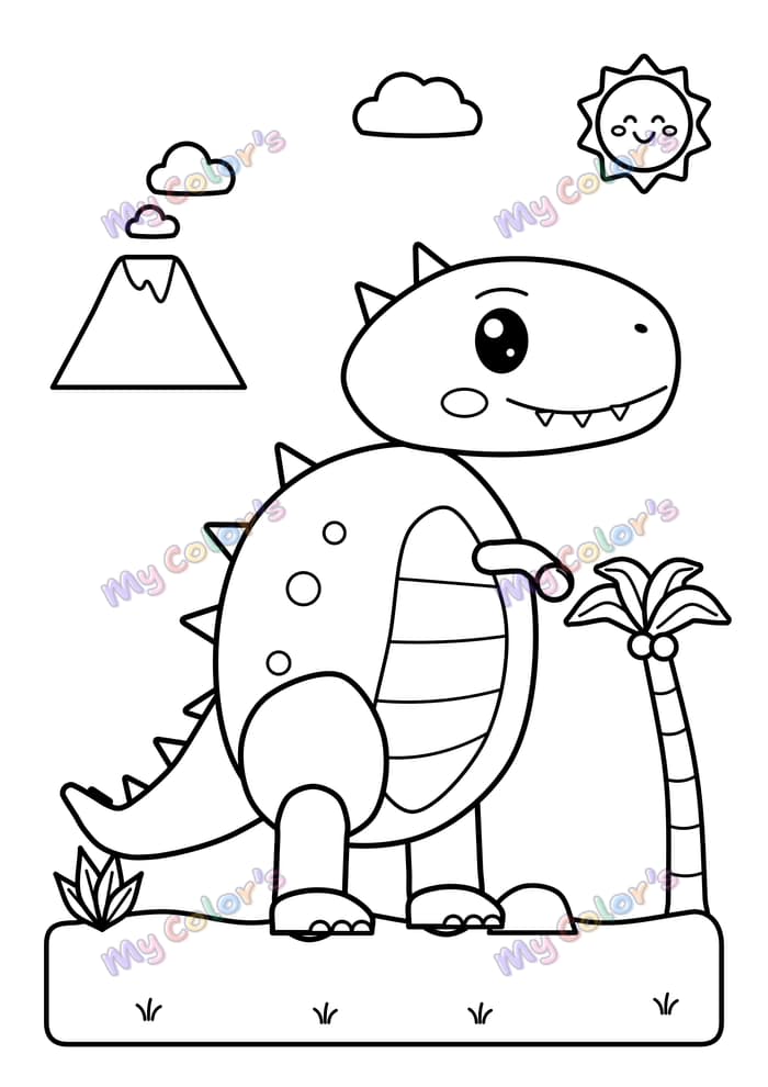 Coloriage Le T-rex rigolo à imprimer