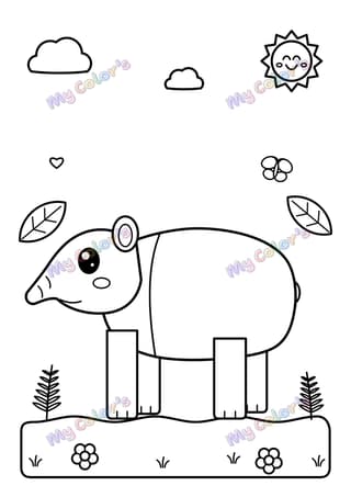 Coloriage Le tapir de la jungle à imprimer