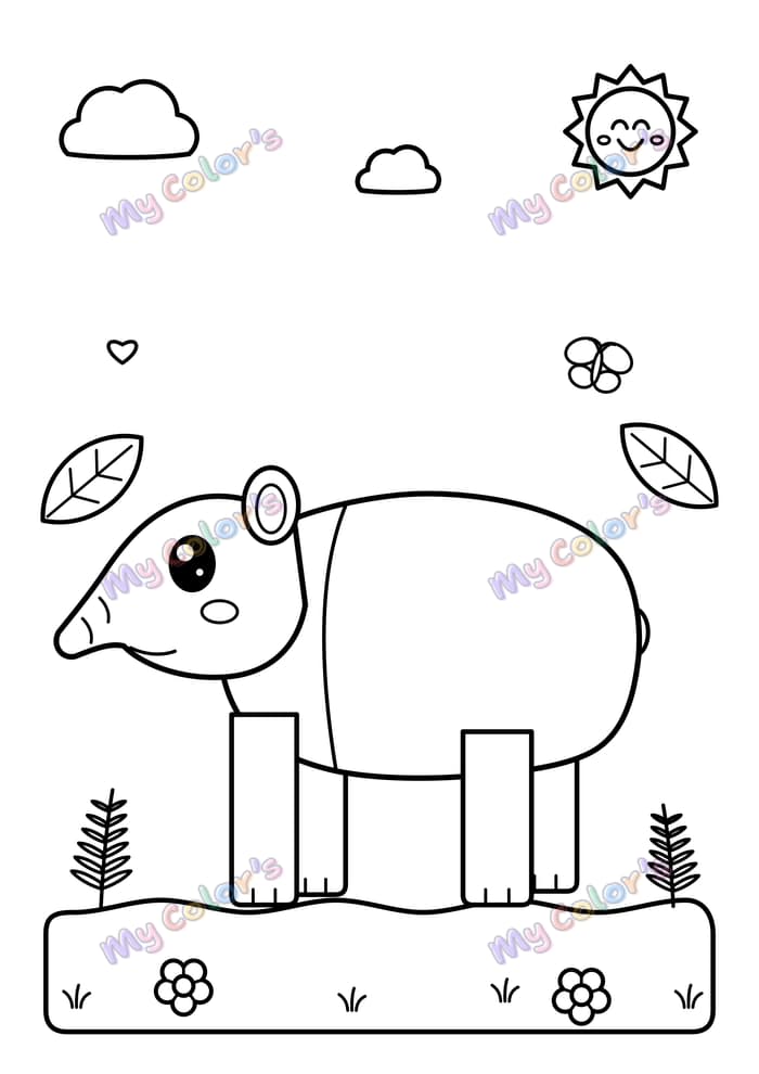 Coloriage Le tapir de la jungle à imprimer