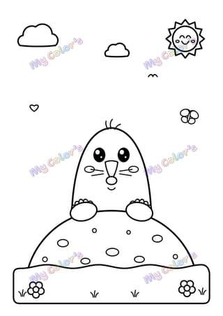 Coloriage La taupe et sa taupinière à imprimer