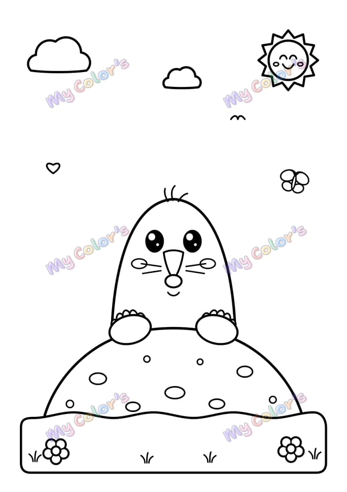 Coloriage La taupe et sa taupinière à imprimer