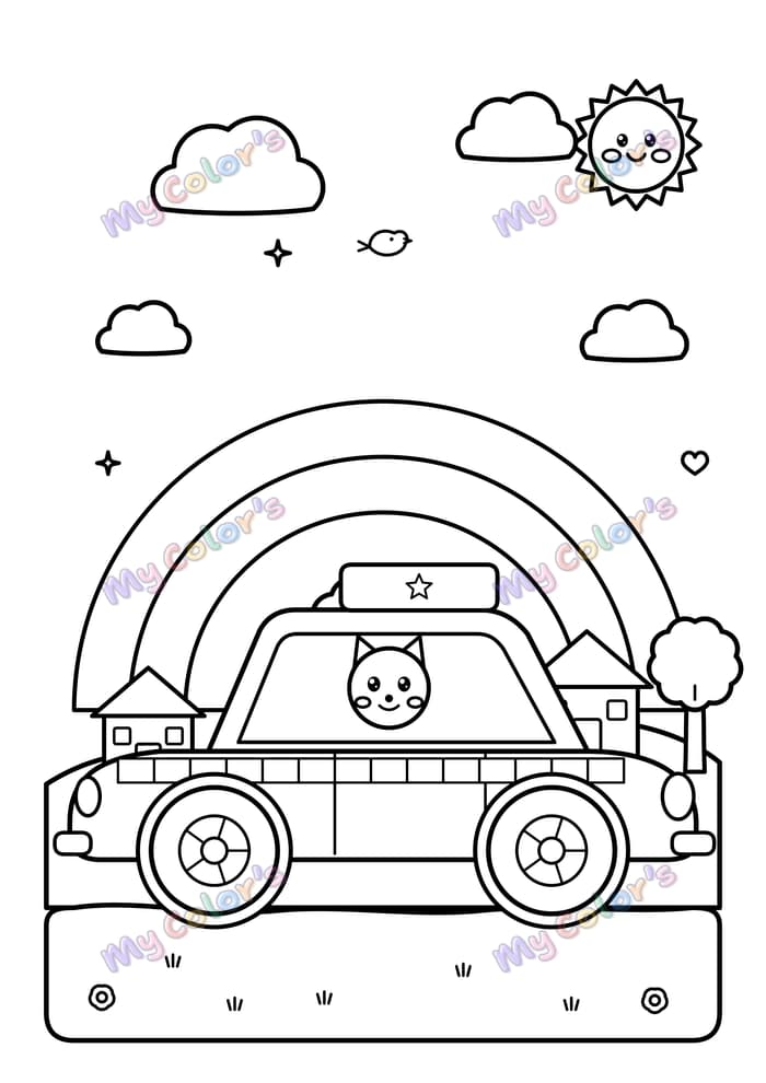 Coloriage Le taxi à imprimer