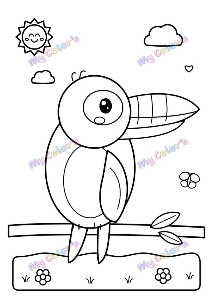 Coloriage Le toucan au grand bec à imprimer