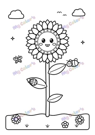 Coloriage Le tournesol souriant à imprimer