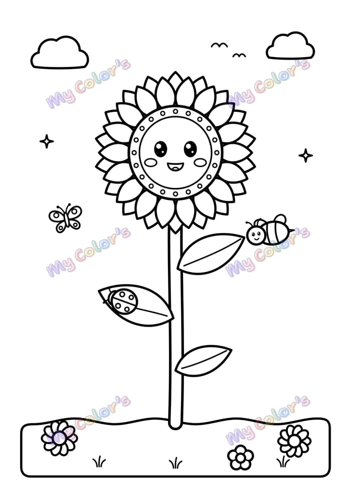 Coloriage Le tournesol souriant à imprimer