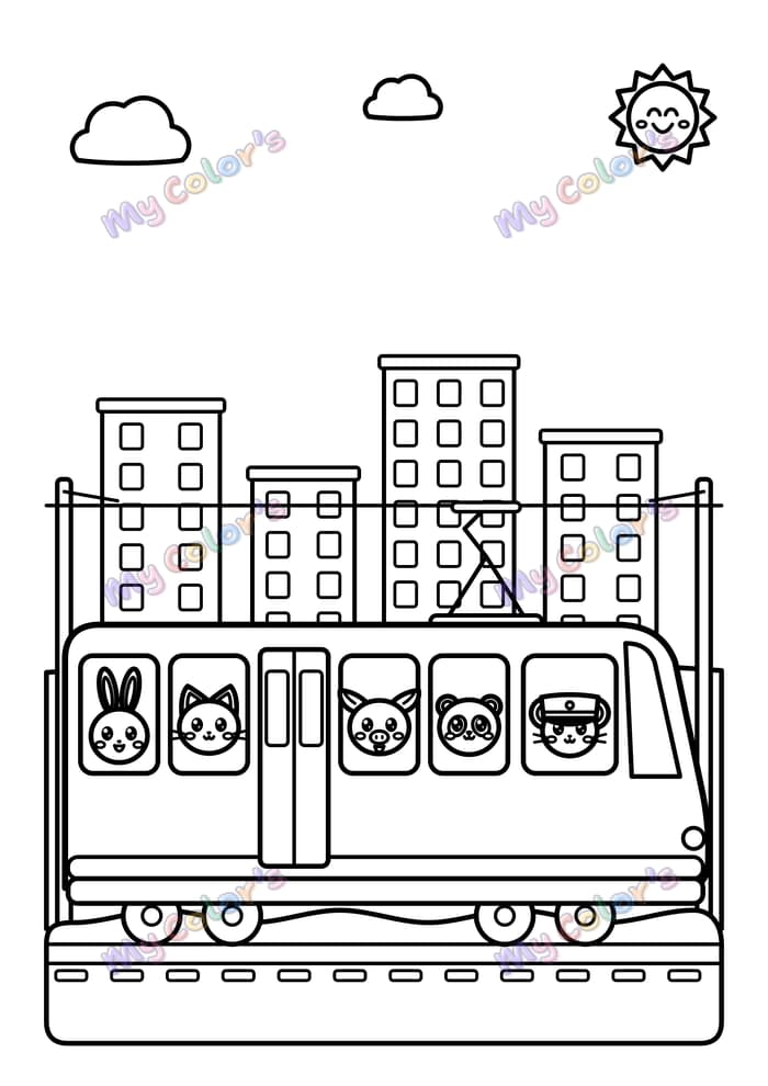 Coloriage Le tramway à imprimer
