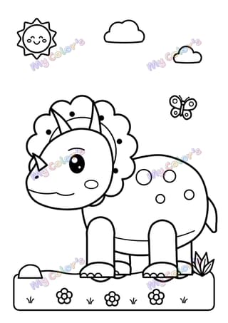 Coloriage Le tricératops et ses cornes à imprimer
