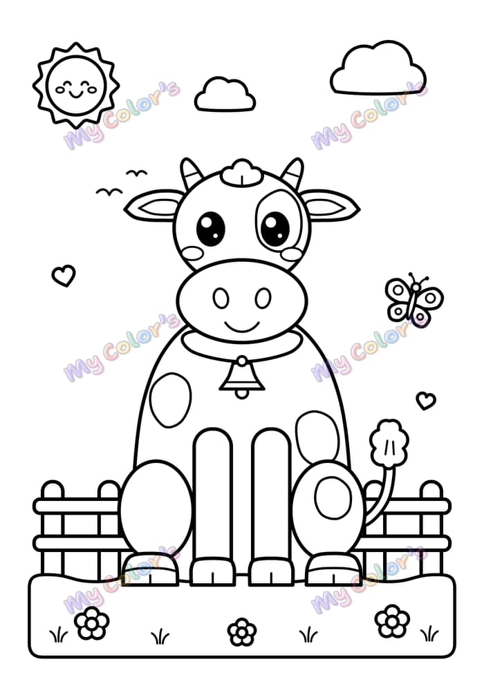 Coloriage La vache à la clochette à imprimer